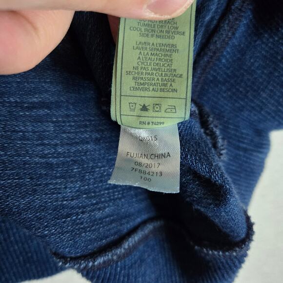 7 For All Mankind Kids Youth Short Sleeve Hooded Shirt Denim large 0845 - Picture 5 of 6